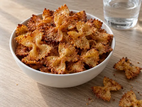 Хрустящие чипсы из макарон с пармезаном в аэрогриле