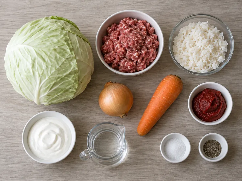 Голубцы в томатно-сметанном соусе в аэрогриле, шаг 1: Подготовьте продукты