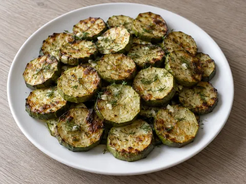 Кабачки кружочками с чесноком и зеленью в аэрогриле