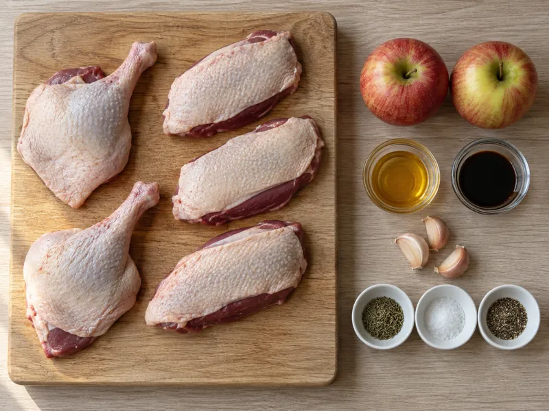 Утка кусочками с яблоками и мёдом в аэрогриле, шаг 1: Подготовьте продукты